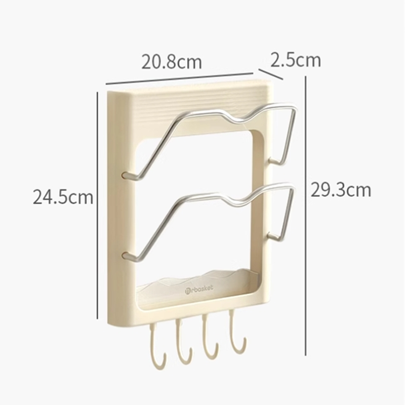 Wandmontage Haar Tool Organizer Föhn Houder met 2-laags Plank Haken voor Curling Wands Föhn Stijltang Accessoires: Default Title