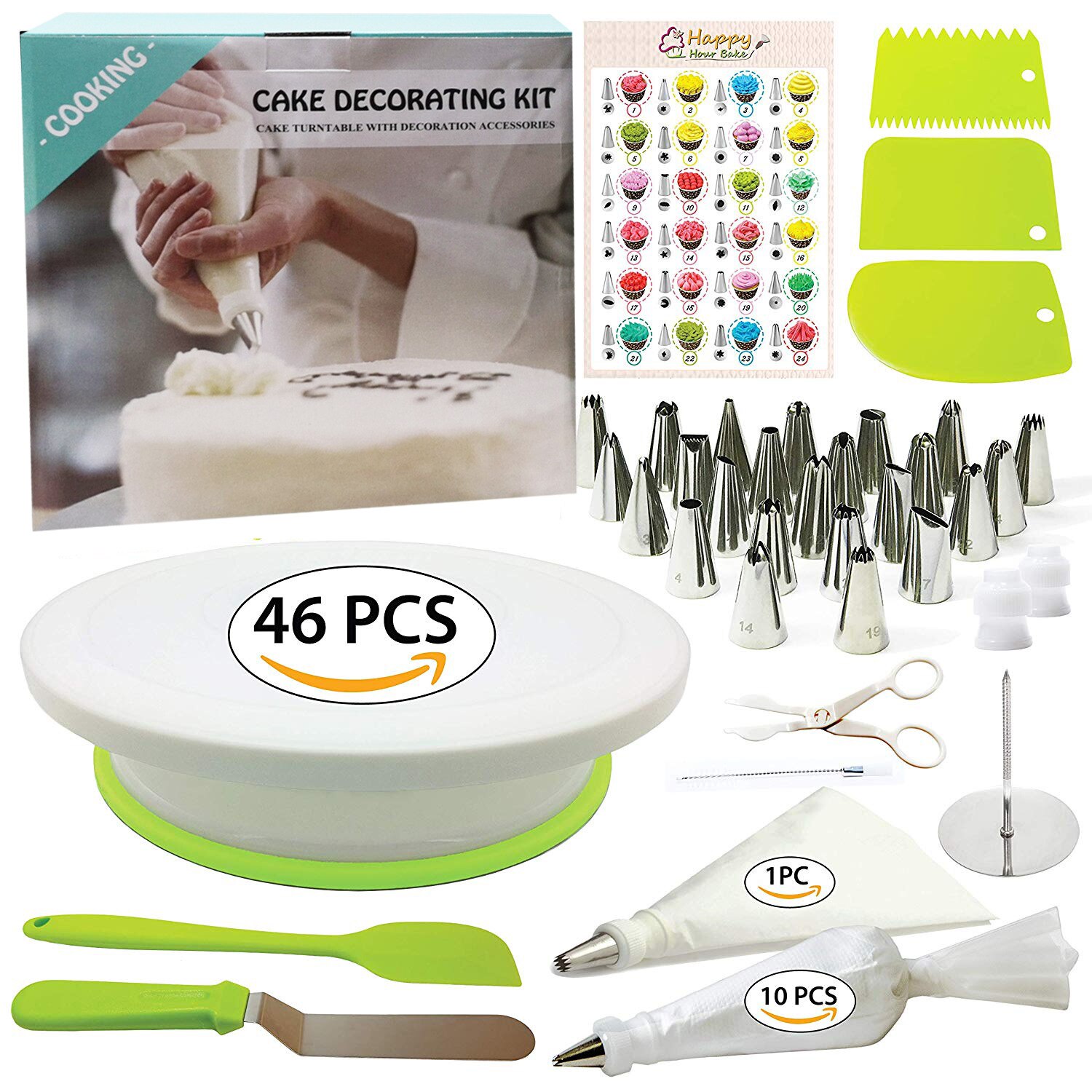 Cake Decorating Tools Turntable Kit 137pcs Sets Baking Tool Piping Nozzle Piping pastry Bag Bakeware Baking kitchen Cake Mold: StyleD 46pcs