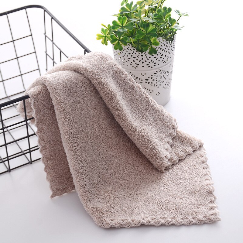 Coral Fleece Hand Towel Household Kitchen Table Cleaning Cloth Home Cleanig Tool Strong Absorbent Rag Soft Fast Drying Wipen: Khaki