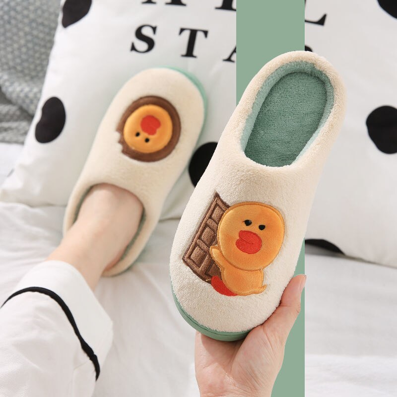 Xiaomi Mijia Non-slip Winter Slippers Home Men Women Warm Floor Shoes Cotton Ladies Indoor Slippers Cute Couple Plush Slipper: yellow 36-37