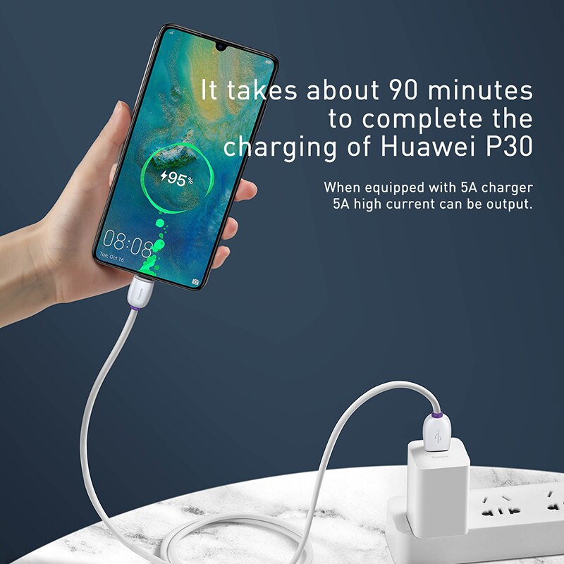 Baseus 5A Tipo C Cabo de Carregamento Rápido-Tipo c Cabo USB Para Huawei Companheiro 20 P30 P20 Pro Lite Carregador Xiaomi mi 9 Samsung S10 USB-C