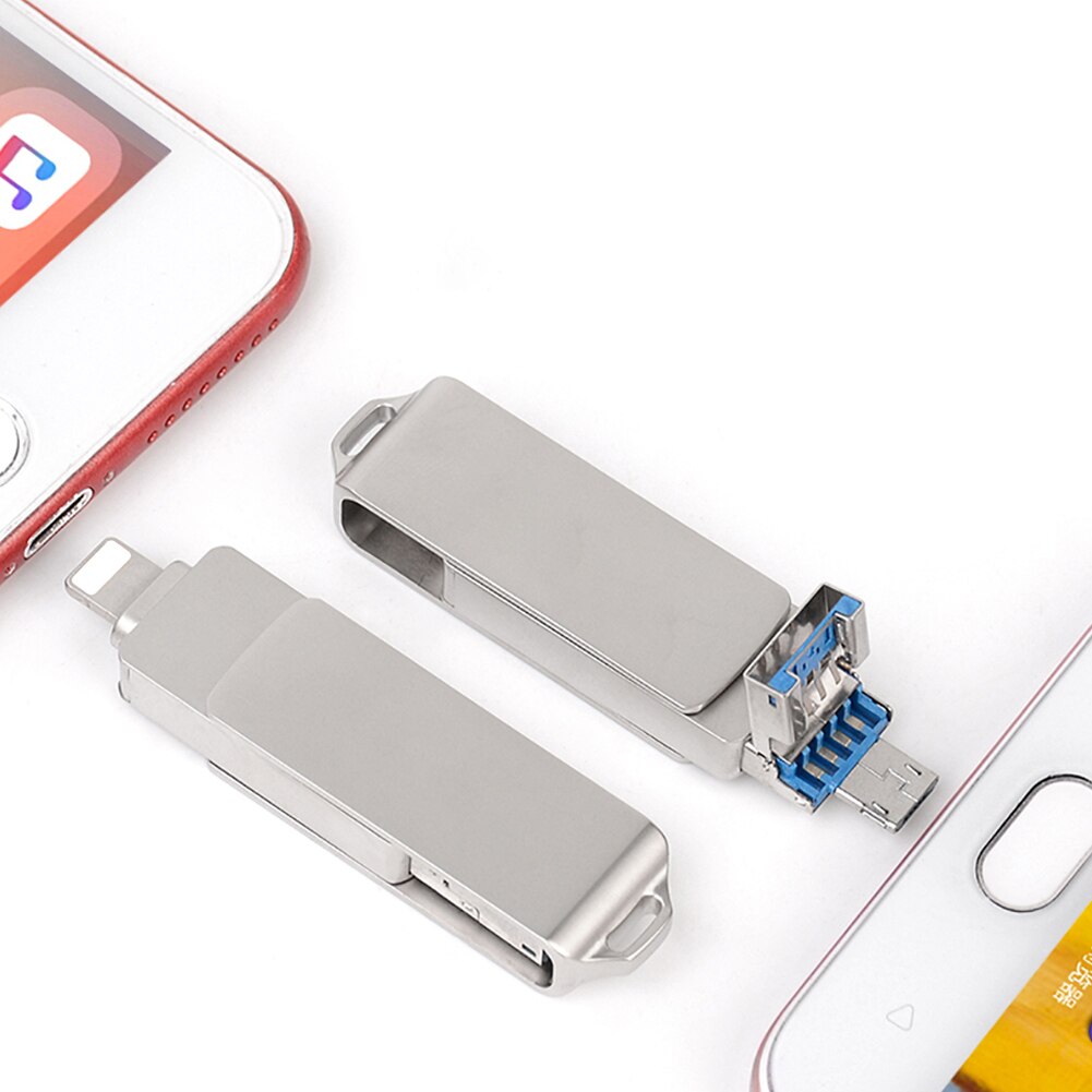 BRU OTG Usb Flash Drive 3.0 3w1 16G32G64G Pendrive 128G256GB dla iPhone 11 Pro XS X Android type-c Pen Drive Photo Stick