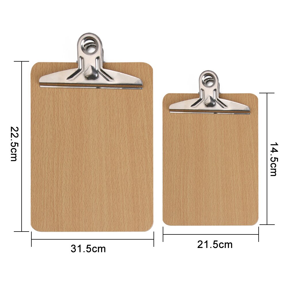 1pc a4 a5 træ clipboard træ clips skrive ark blok note board opbevaring mapper clips restaurant kontor hotel forsyninger