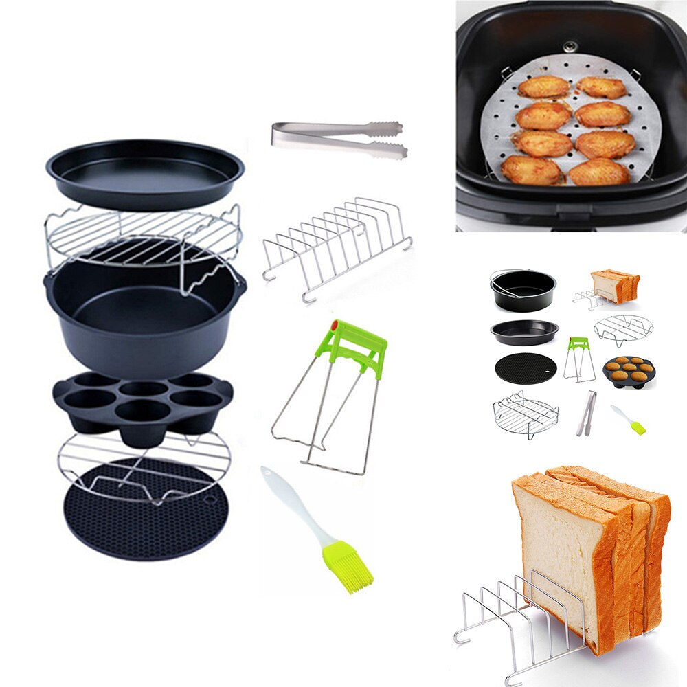 10 Pçs/lote Fritadeira Ar Acessórios 6/7/8 Polegada Apto para Airfryer 5.2-6.8QT Pizza Placa de Cozimento Cesta Churrasqueira Panela de Cozinha Ferramenta de Cozimento