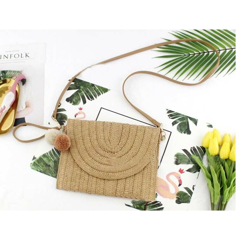 Bolso de mano de mimbre para mujer, pequeño, tejido de paja, playa estilo Bohemia, bolso circular, bolso bohemio