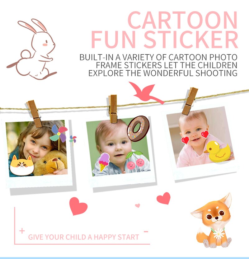Toy Camera Mini Camera Kids Toys Cartoon Digital Camera Baby Toys 12.0M with 2.0 Inch IPS Screen Children Educational Toys