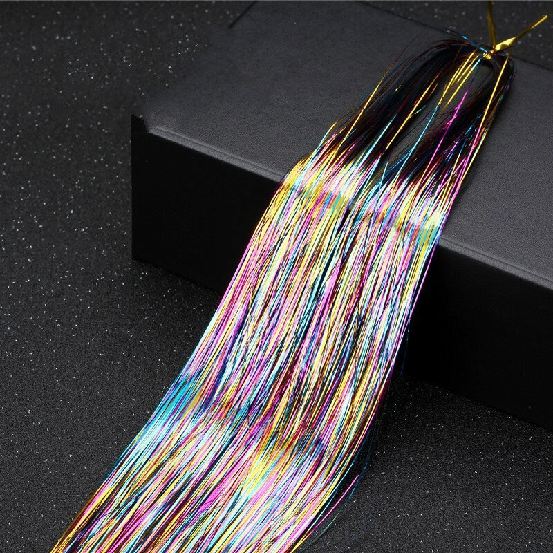 Extensions de cheveux scintillants holographiques pour femme, 200 mèches, 90cm, style Hippie: Multicolor