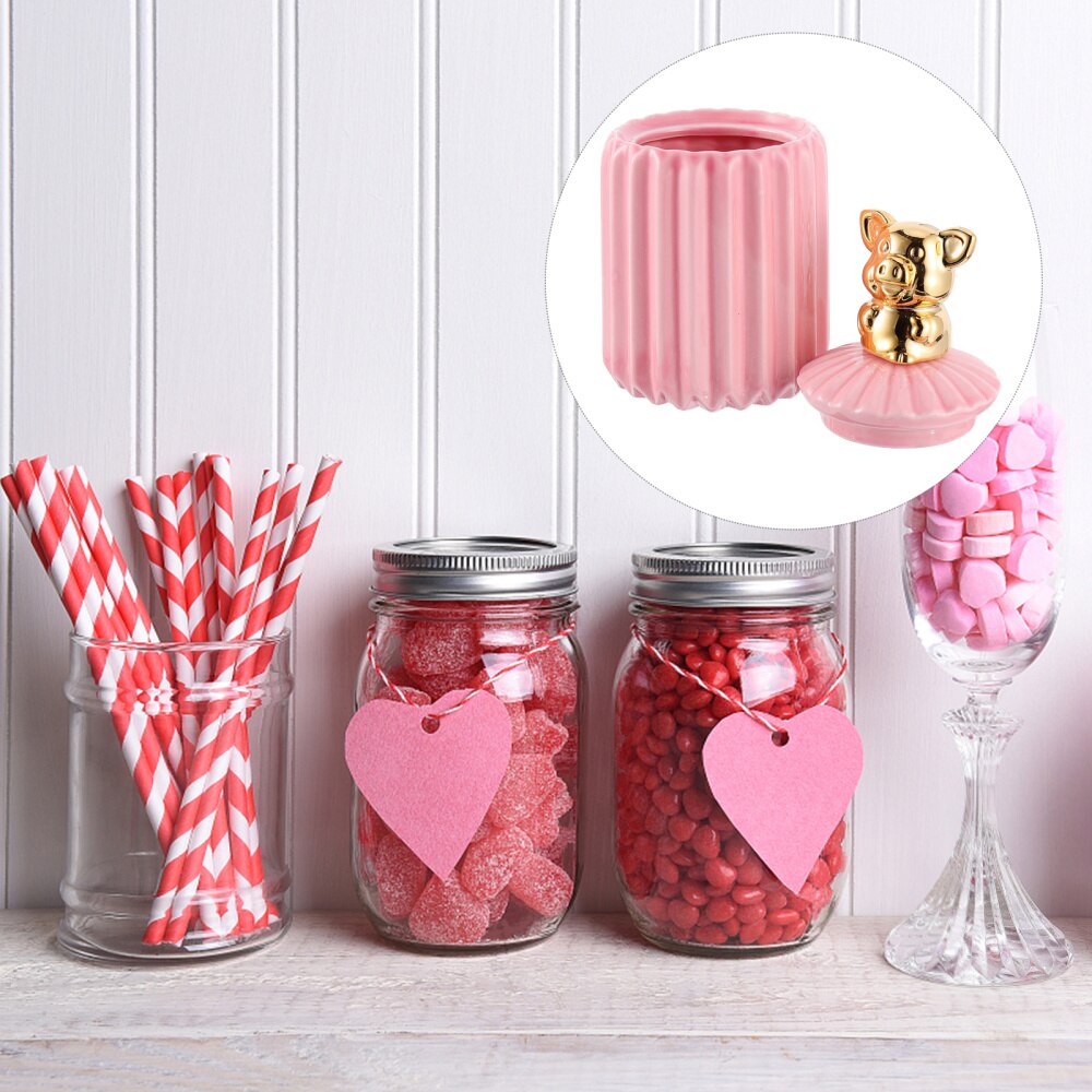 1pc Candy Storage Jar Jewelry Jar Candy Jar Ceramic Jewelry Jar for Tabletop Home