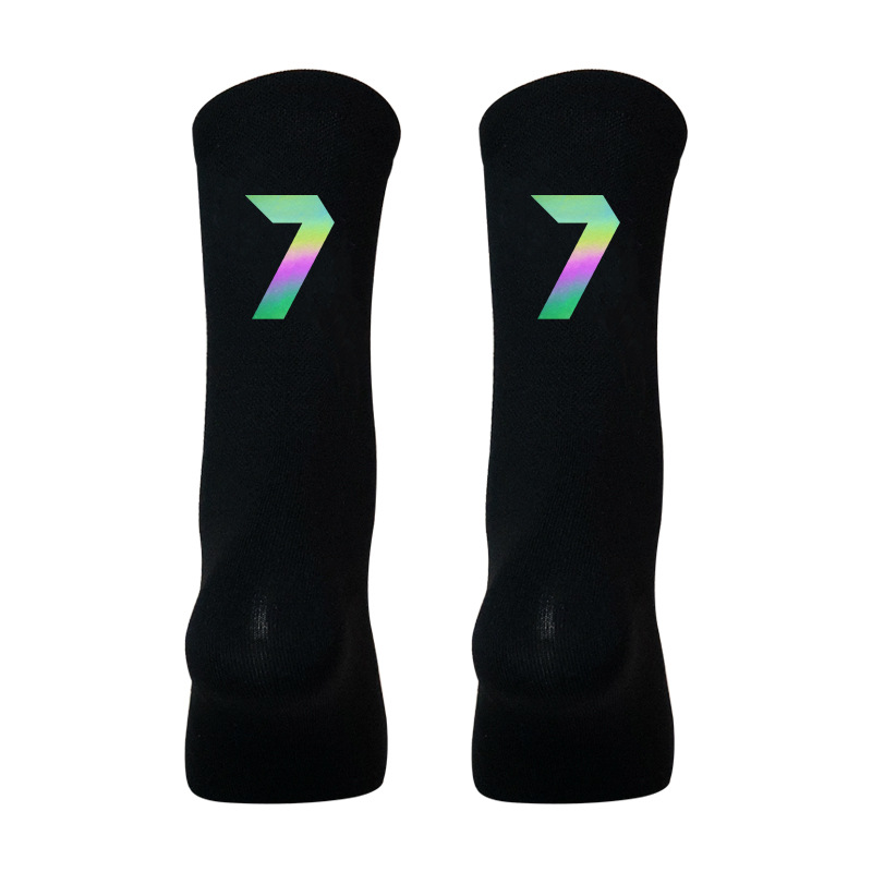 1 para kolorowe odblaskowe skarpety rowerowe sporty rowerowe oddychające szybkie suche Knitting Mid-tube wiosna letnie skarpetki damskie i męskie: BLACK07