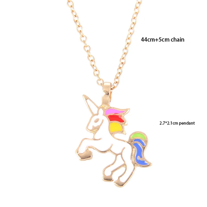 Modeschmuck Tier Pferd Einhorn Cartoon Emaille Einhorn Anhänger Halskette für Frauen Mädchen Kinder Kinder: Hellgelb Gold Farbe