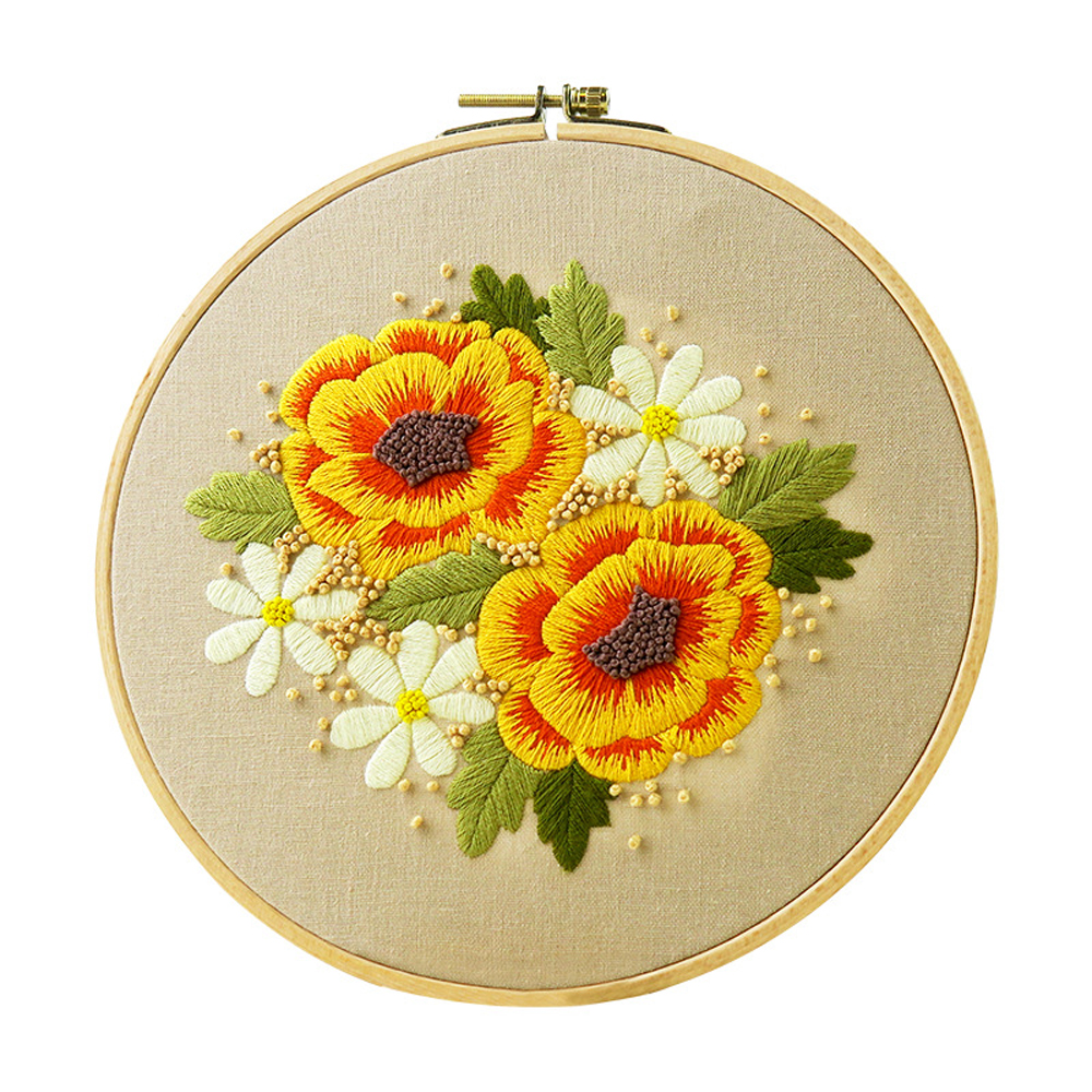 Full Range of Embroidery Starter Kit with Pattern DIY Beginner Starter Stitch Kit Including Stamped Cloth with Pattern, Embroide: color 3 with hoop