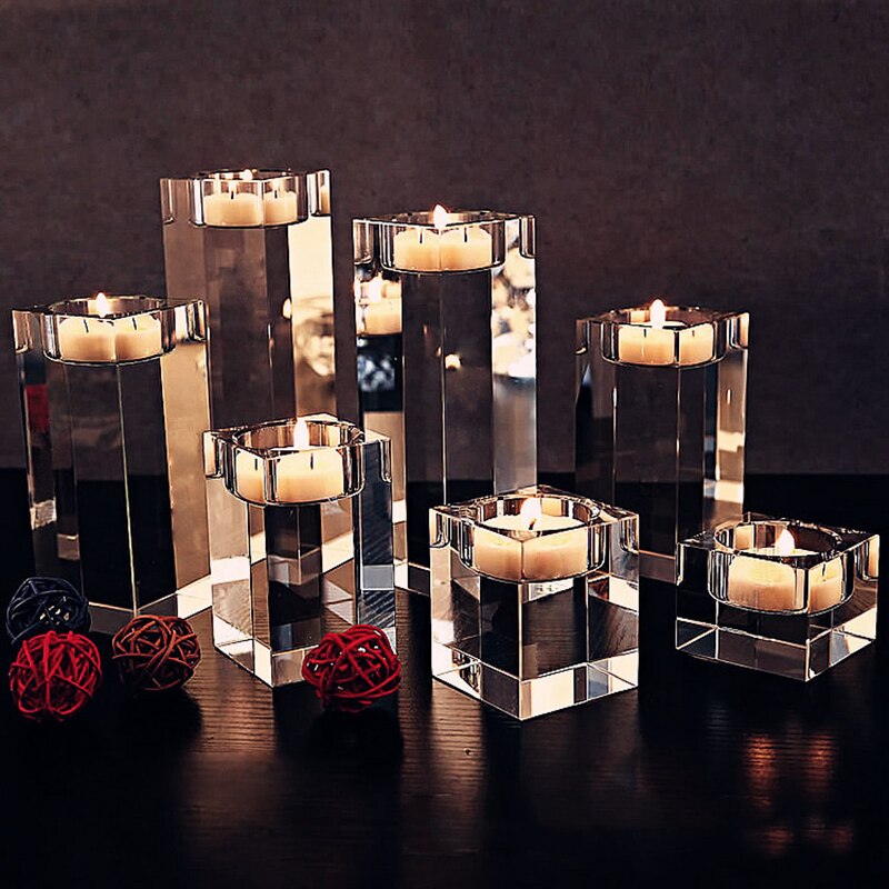 IMUWEN K9 Crystal Candle Holder Delicate Candle Stand Center Table Candlestick For Party Home Decoration