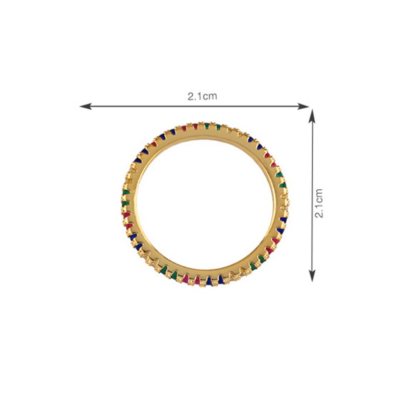 1pcs Full Cubic Zirconia Engagement Wedding Rings for Women Gold Color Colorful CZ Crystal Rings Dainty Thin Finger Ring H40: 7