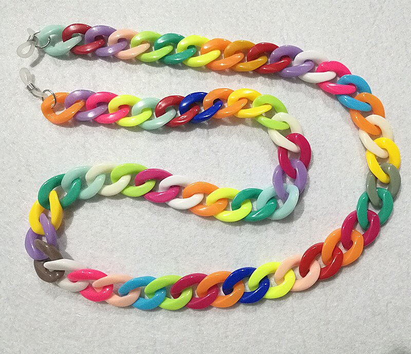 neue Feste Farbe Acryl Sonnenbrille Kette Frauen Lesebrille Hängen Hals Kette Largand Gläser Kette Brillen Band: 17