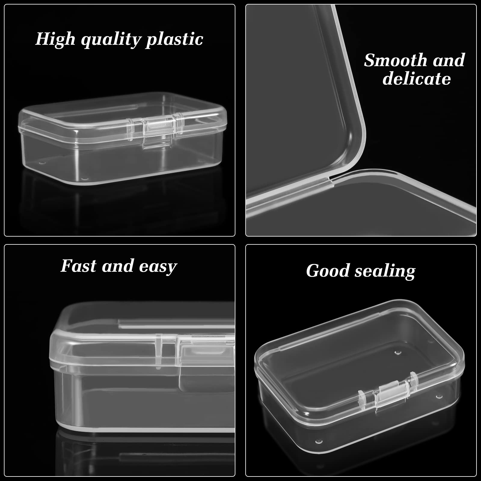 Caja de almacenamiento de PP, Mini contenedor de caja de plástico transparente, caja de embalaje rectangular cuadrada para joyería, cuentas, artículos pequeños, 5 uds./10 Uds.