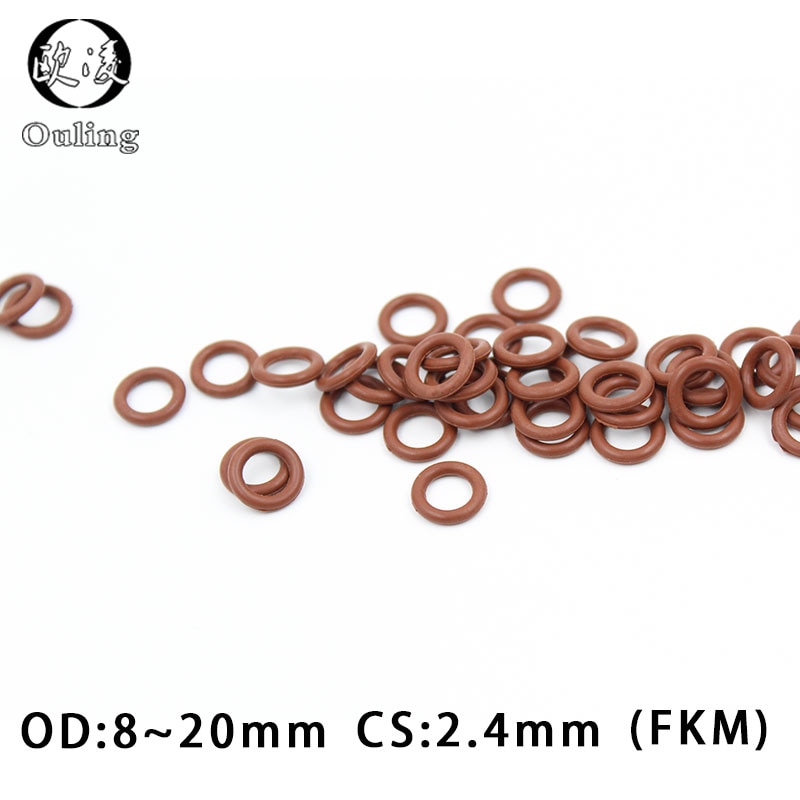 5 kpl/erä fluorikumirengas ruskea fkm o-rengastiiviste cs :2.4mm od8/9/10/11/12/13/14/15/16/17/18/19/20mm kumirengastiivistetiiviste