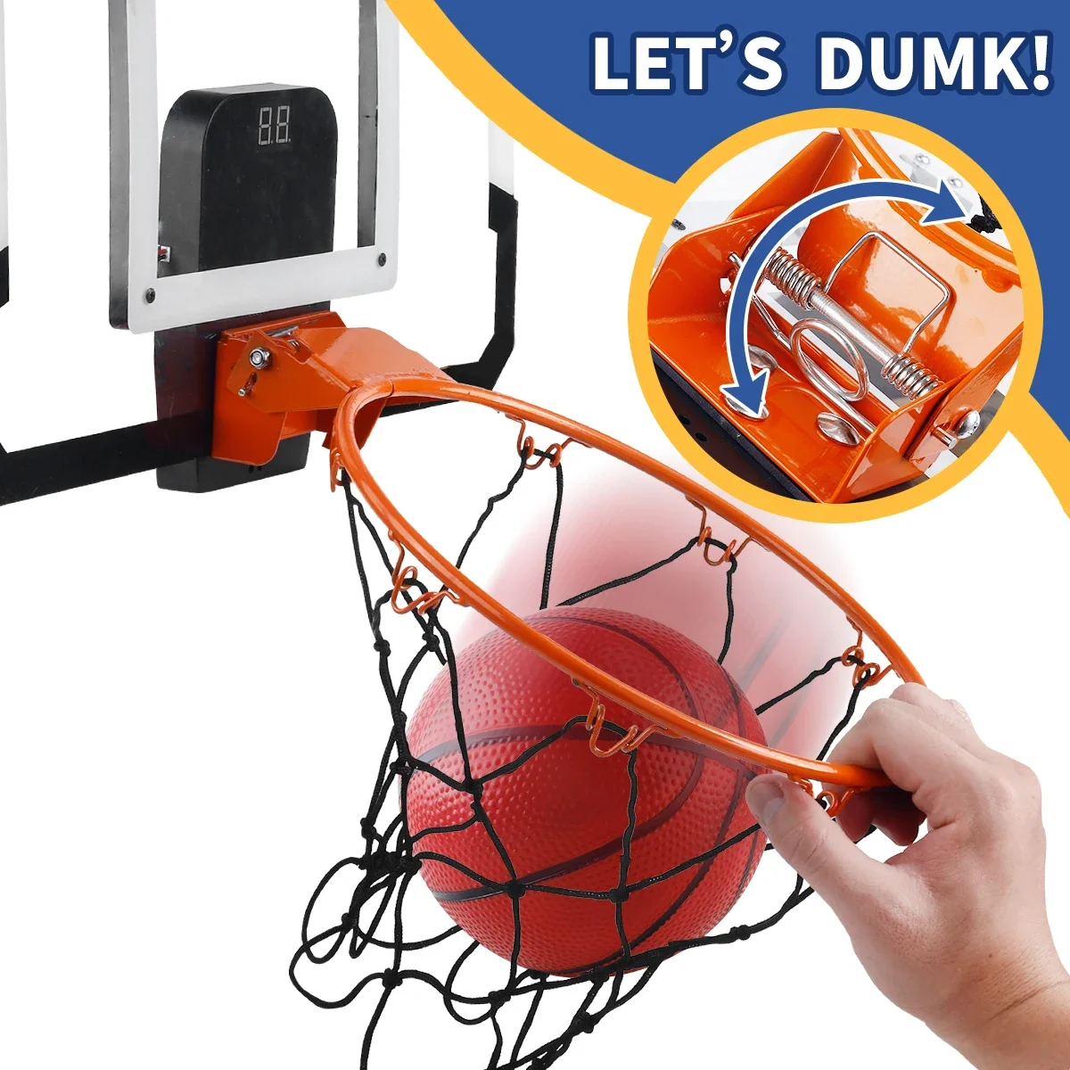 Canestro da basket per bambini per interni ed esterni, mini tabellone da basket sopra la porta con 3 palline, regalo giocattolo per bambini e adolescenti