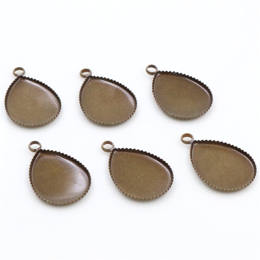 10x14mm 13x18mm 18x25mm Inner Size Style Brass Cameo Cabochon Base Setting Charm Pendant Necklace Jewelry Findings: Bronze / 13x18mm 20pcs