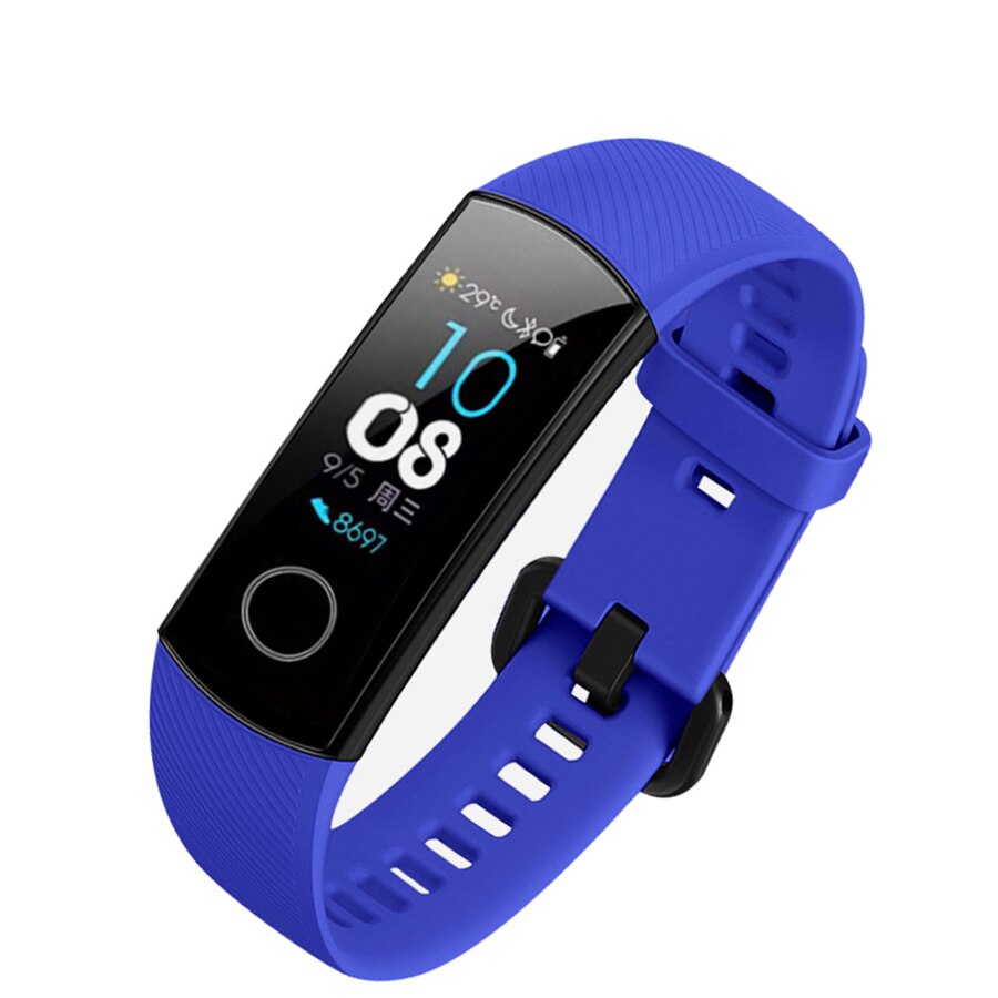 Pulseira de silicone para huawei honor band 4, cinta de relógio de silicone para huawei honor band 4 e 5 de filme de versão padronizado, acessório de pulseira esportiva acessório: Azul / for Honor Band 4