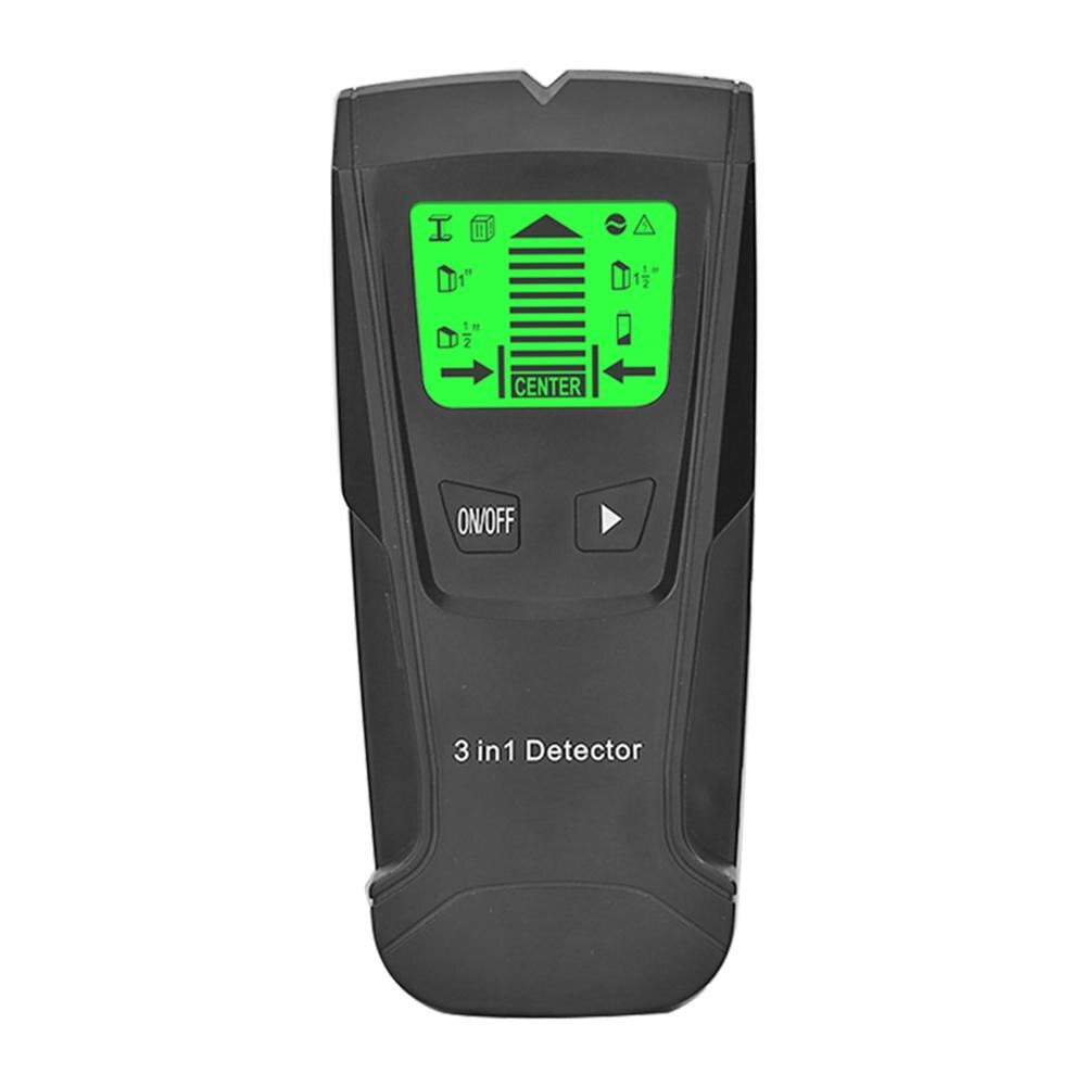 3 in 1 Metal Detector AC Voltage Live Cable Wire Wood Pipe Finder Stud Locator Wall Scanner Detector with Audio Alarm: Black 7.7x5.3cm