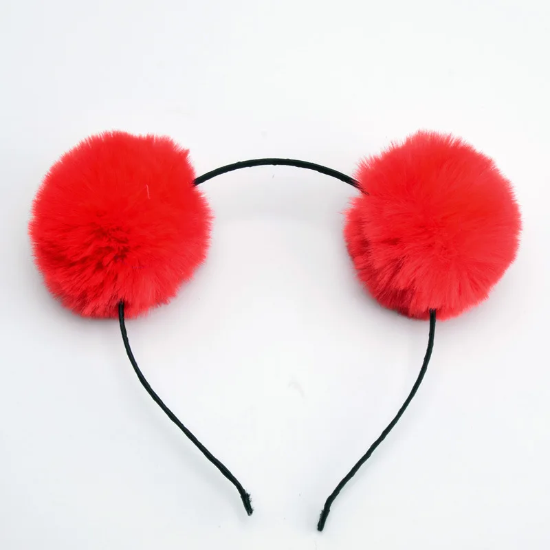 Schattige pomponbal oortjes pluizige balletjes leuke haarband haarband mooie haaraccessoires: Zilver