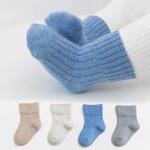 Calcetines de bebé para niñas y niños de 0 a 3 años, calcetín de color puro simple, 4 par/lote, novedad