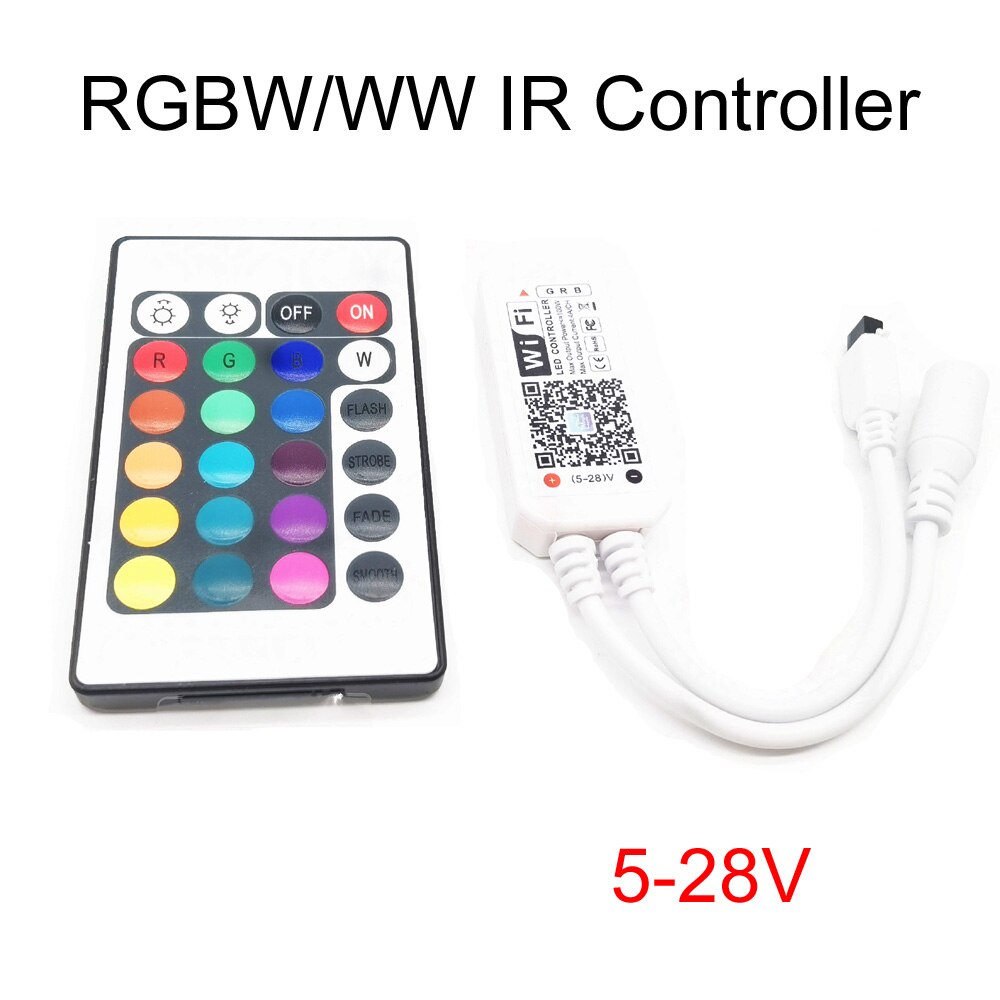 DC5V 12V 24V RGB Led Wifi Controller RGBW RGBWW Bluetooth WiFi LED controller For 5050 2835 WS2811 WS2812B led strip Magic Home: 24Key IR RGBW Wifi