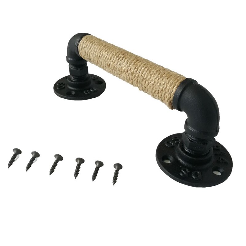 Industriële stijl pijp meubelgreep schuur schuifdeurgrepen zwarte antieke vintage europese smeedijzeren touwgreep