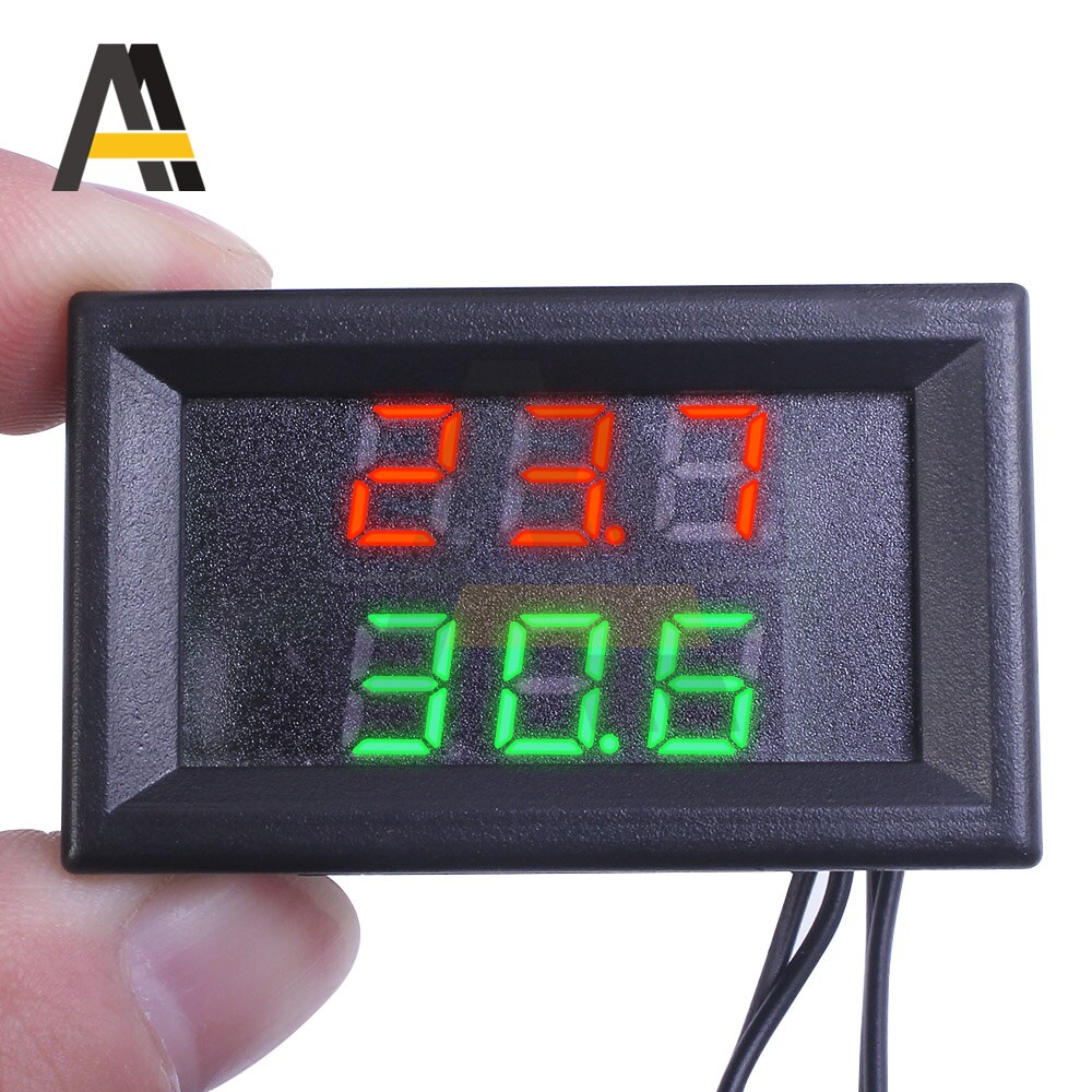 Dual display digital termometer ntc metal vandtæt dobbelt probe  dc4-28v lcd indendørs praktisk elektronisk temperatursensor
