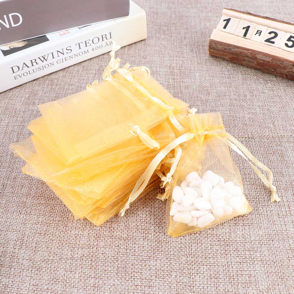 50Pcs Transparent Organza Taschen Weihnachten Halloween Box Verpackung Taschen Hochzeit Süßigkeiten Box Schokolade Taschen: gold