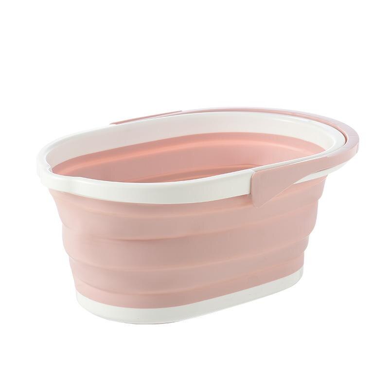 Cubos para fregona plegables, lavaplatos de lavado portátil con mango para herramientas y accesorios de limpieza del hogar: Light Pink