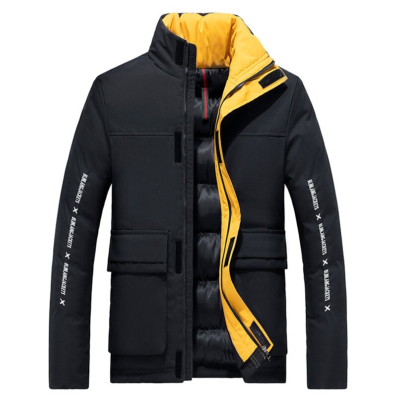6xl män vinter avslappnad tjock bomull vattentäta fickor parkas jacka män ytterkläder vindtät varm parkarock män
