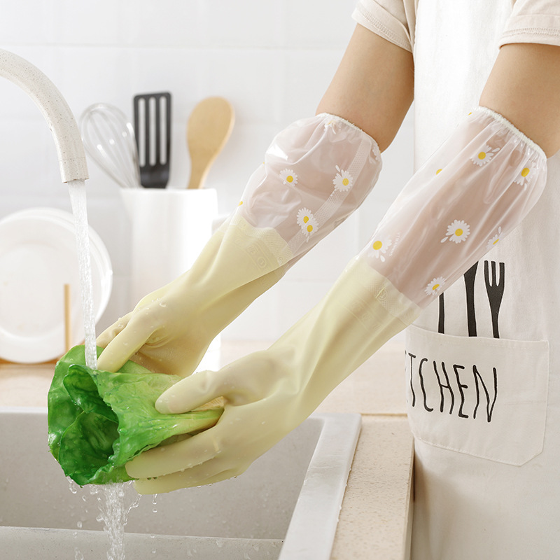 Guantes de látex y goma para lavar platos para mujer, manoplas de limpieza duraderas para el hogar, herramientas para el lavavajillas