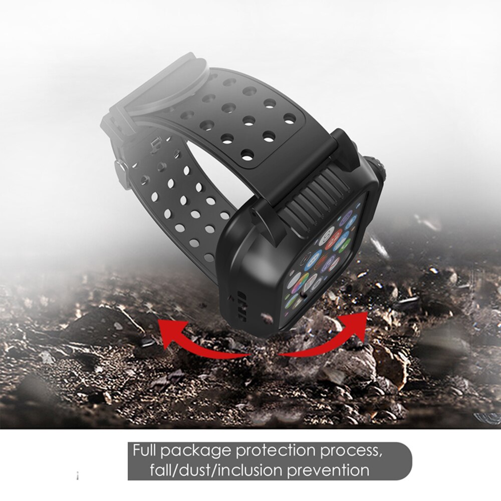 Funda impermeable IP68 con correa de silicona para Apple Watch SE 6 5 4 40mm 44mm, funda de pulsera deportiva para iWatch3 2 1 38mm 42mm