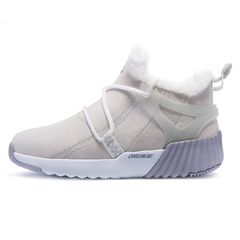 Onemix Winter Loopschoenen Voor Vrouwen Warm Bont Huidvriendelijke Waterdichte Sneeuw Enkellaarsjes Outdoor Comfortabele Wandelschoenen Sneakers: Beige White / 3.5