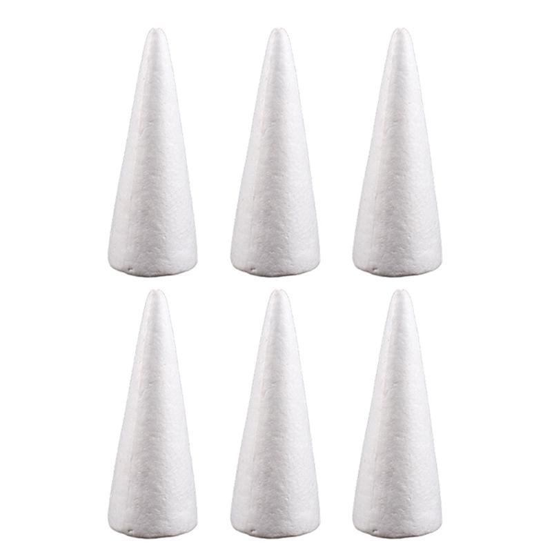 White Solid Foam DIY Cone Children Handmade Craft Cone Accessories for Home Craft Christmas: 6pcs 24cm