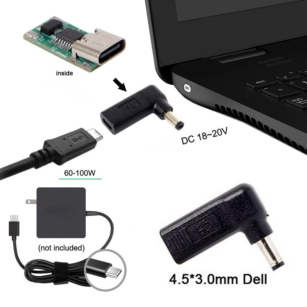 Laptop-ladegerät-adapter-konverter, weibliche dc-strombuchse, usb 3.1 typ c, usb -c 20 v 20 3.25a 4.5a 5.5mm quadratisch 7.4mm 4.0mm: Default Title