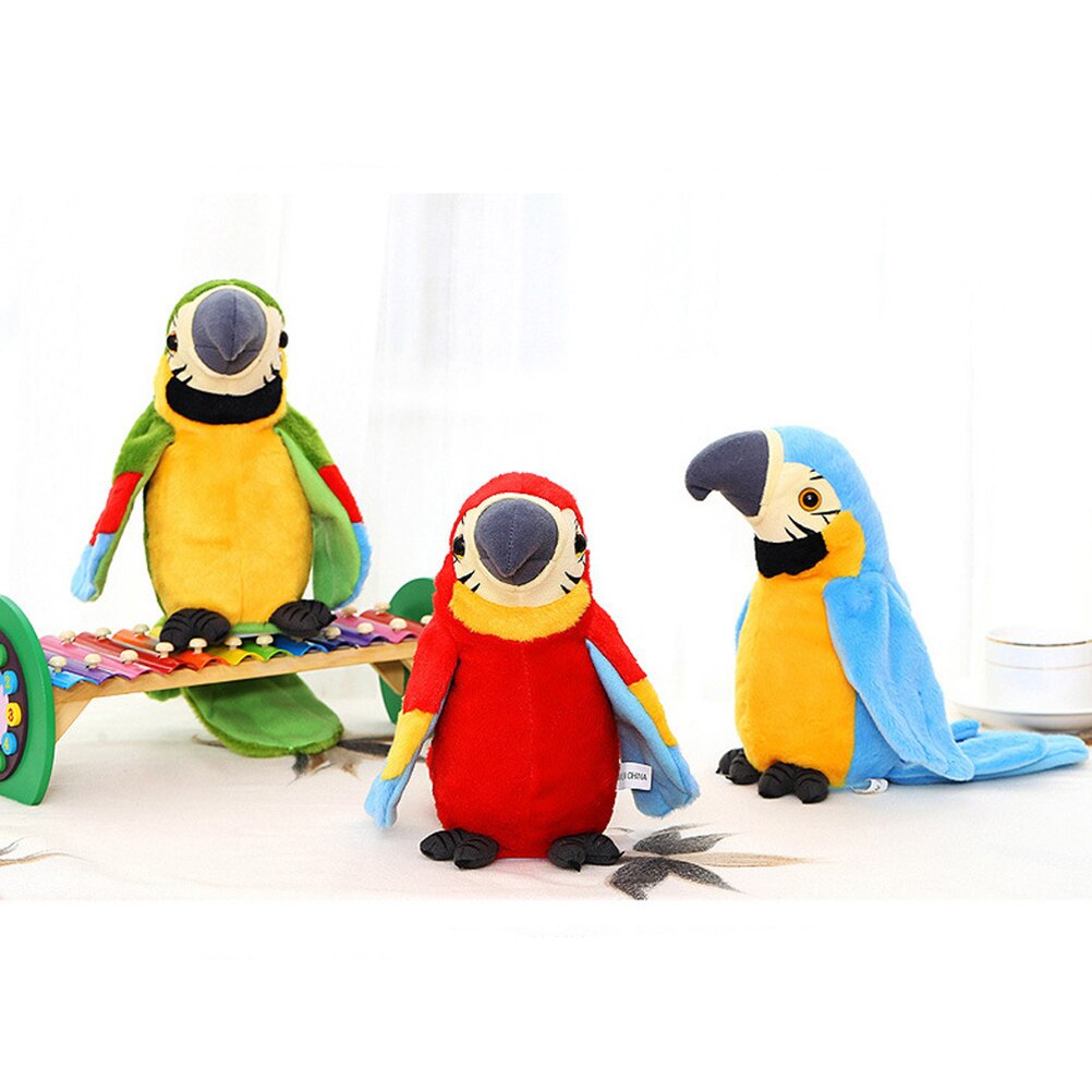 Praten Gevulde Papegaai Herhaal Elektronische Vogel Spreken Huisdier Zwaaien Vleugels Knuffel Interactieve Speelgoed Xmas Nieuwjaar Geanimeerde