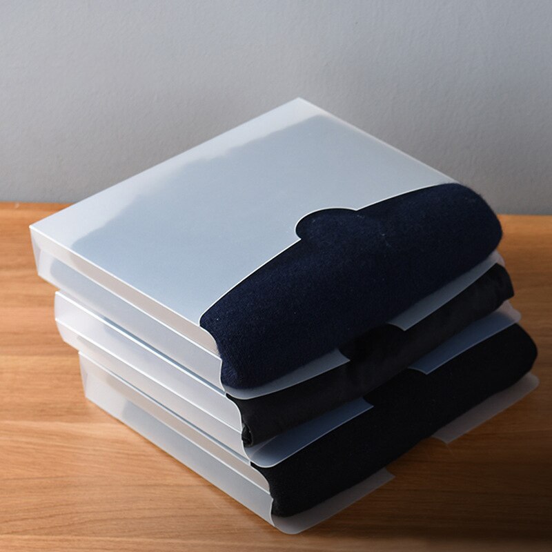 Closet Lazy Folding Board Multi-function Folder Space Saving Wardrobe Storage Dust-proof Storage Boxes For Home Travel: Frosted 3PCS / 22x24cm