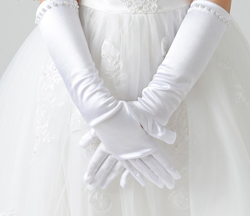 Blume Mädchen Weiß Hochzeit charmant Geburtstag Party Handschuhe Fäustlinge Zeremonie Kommunion Zubehör freundlicher freundlicher Handschuhe D70: Weiß M 4-7Jahre