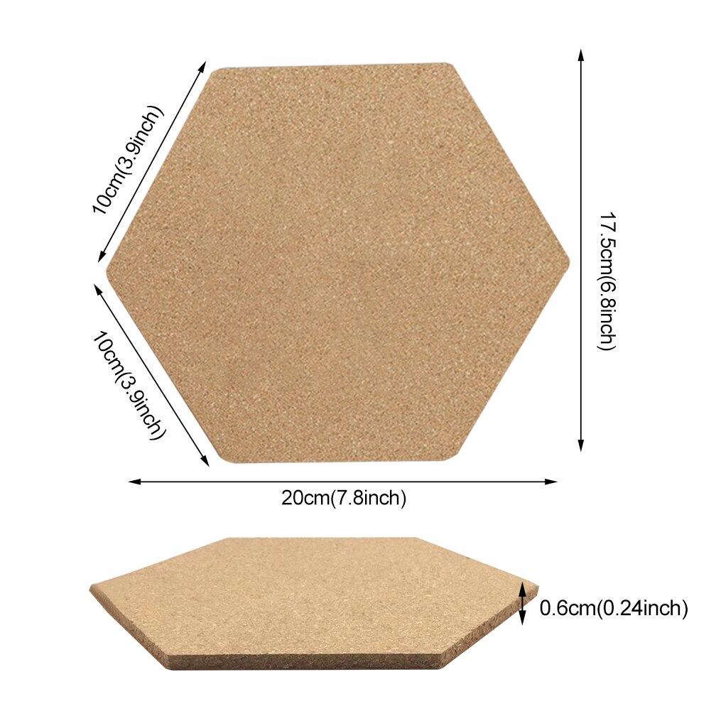 4pcs Bulletin Frame Photo Background Drawing Stickers Self Adhesive Decoration Office Hexagon Cork Board Wall Message Wood Home
