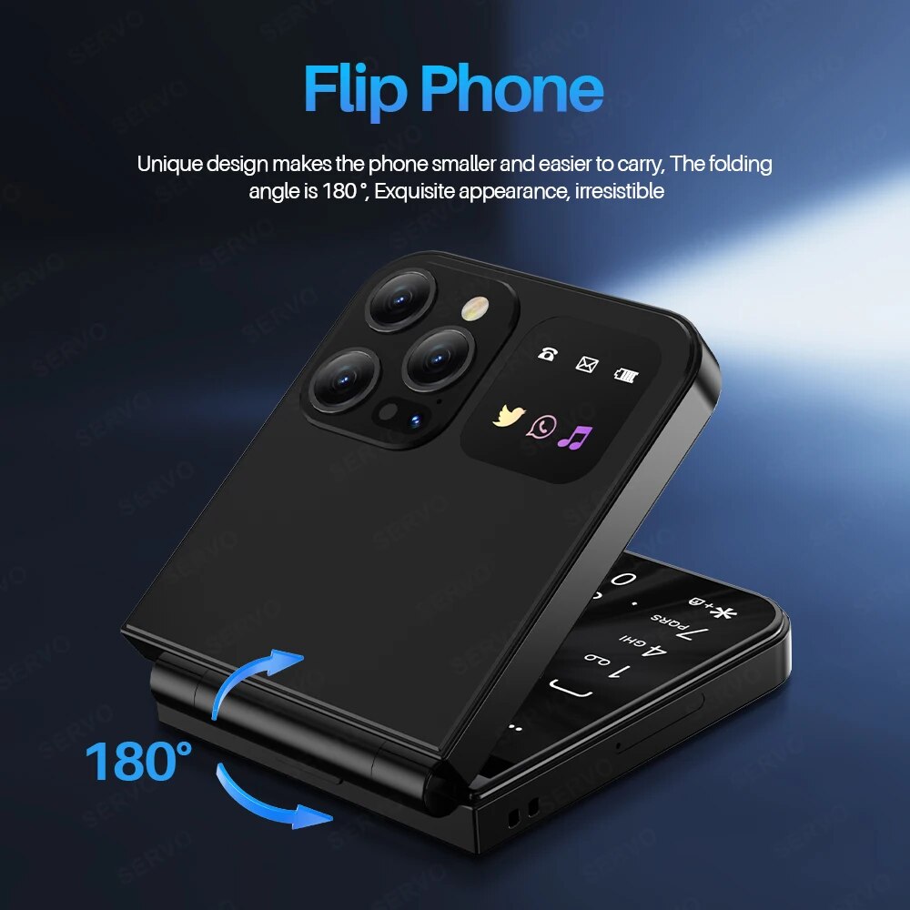 Servo a50 pro dobrável telefone móvel automático rádio fm chamada registro velocidade dial voz mágica dupla sim gsm desbloqueado celular 2.4 "tipo-c