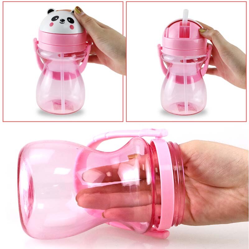 Cartoon dier baby waterfles kinderfles met rietje kinderdrinkfles rietje fles met handvat beker lekvrij
