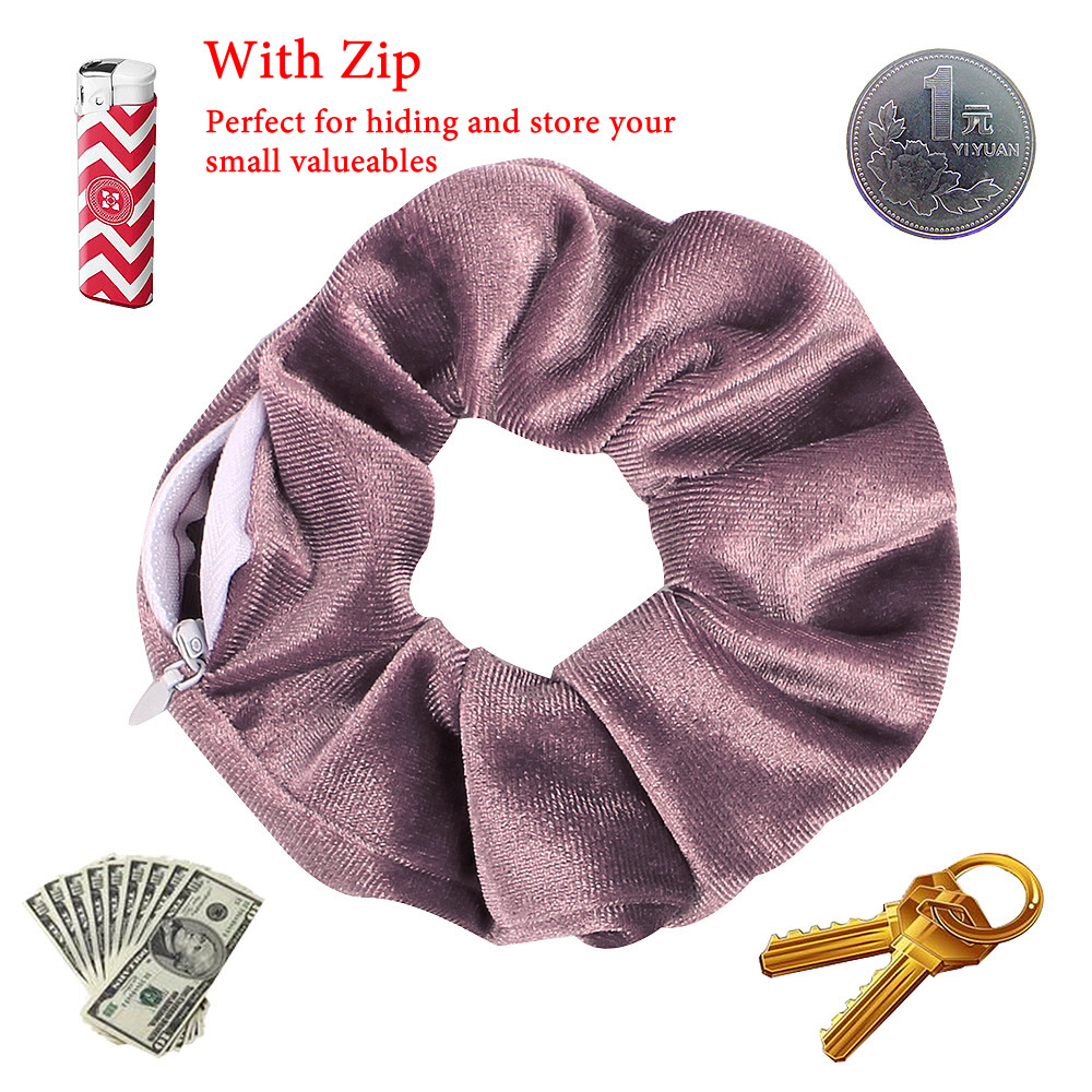 Visier geheimes Haar mit Reiß verschluss Tasche Krawatte Haar Scrunchie Reise Umleitung Stash Safe Container