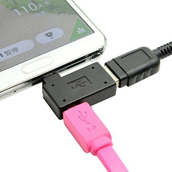 1 Pair (Left+Right) 90 Degree Angled Micro-USB 2.0 to OTG Host Adapter with USB Power Connector For Mobile Phone Tablet