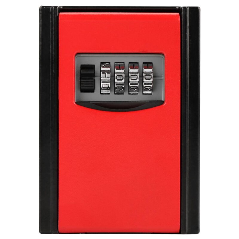4 Digit Combination Password Lock Safe Box Keys Storage Box Wall Mounted Safety Organizer Boxes Locks: Red