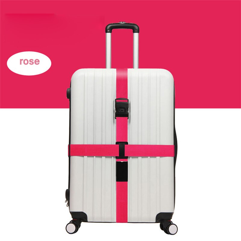 3 chiffres mot de passe croix bagages ceinture valise bande réglable sécurité Bundle bagages corde sangles accessoires de voyage: ROSE