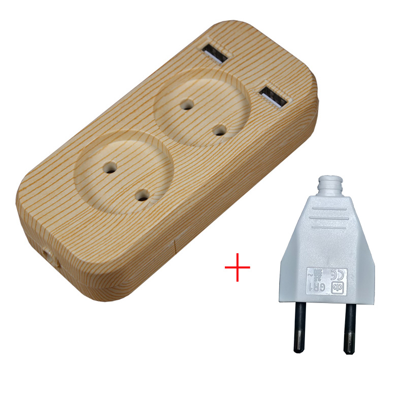 USB extension Socket charger Double USB Port 5V 2A Usb wood tree color usb murale FZ-04: wood with plug