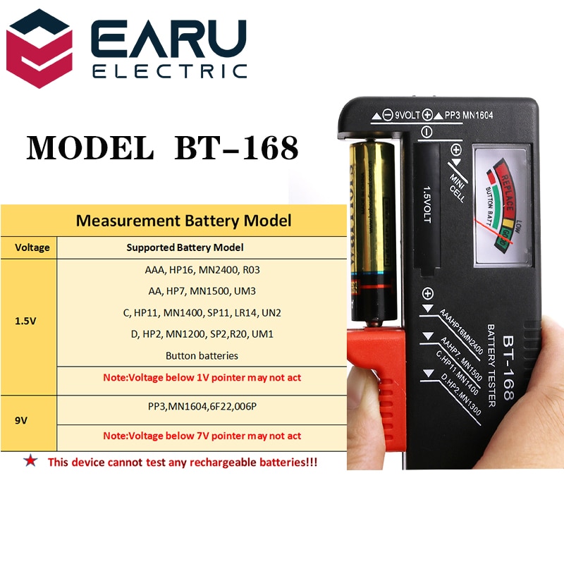 BT-168 Aa/Aaa/C/D/9V/1.5V Batterijen Universal Knoopcel Batterij Kleur gecodeerde Meter Geven Volt Tester Checker BT168 Power