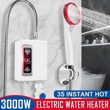 220V Instantaneous Water Heater Mini 3000W Tankless Electric Water Heater Bathroom Kitchen Shower Water Flow Fast Heating